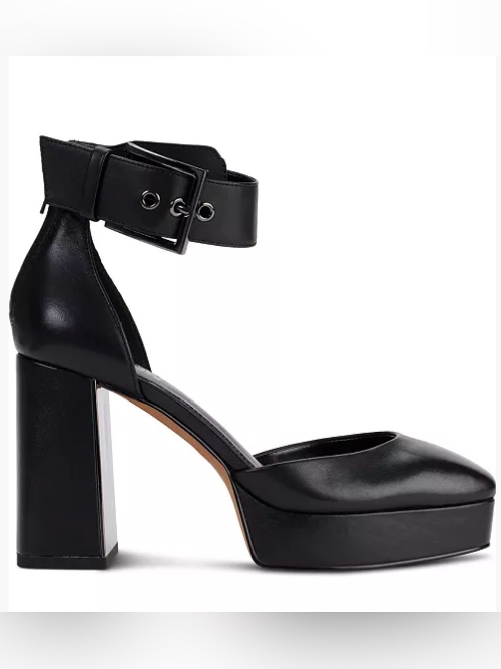 DKNY Briella Black Platform Ankle-Strap Pumps